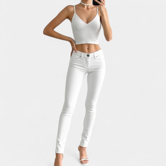 Vintage Y2K White Low Rise Skinny Denim Jeans Size XS - Picture 2 of 7